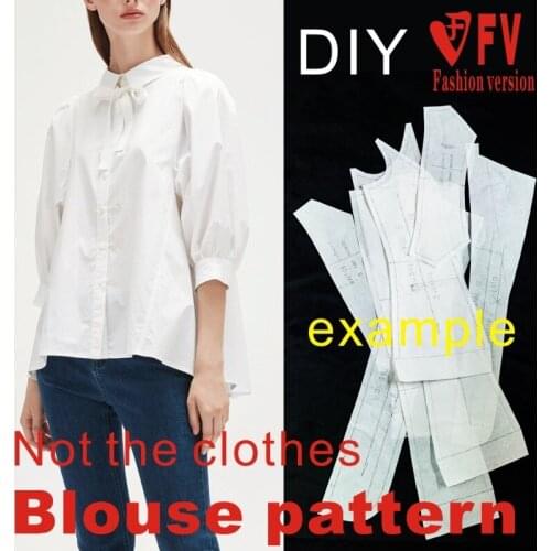 European and American big-name shirt pattern womens lantern sleeve blouse structure drawing clothing cutting drawing BCY-92