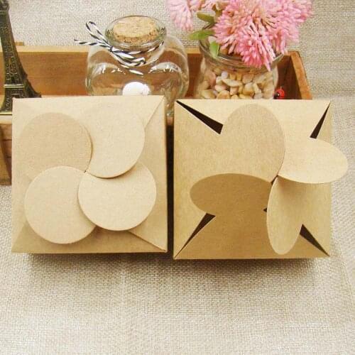 Wholesale 30pcs 80*80*35mm Candy kraft black Paper Box, Handmade Jewelry brown candy cake party favor box custom cost extra