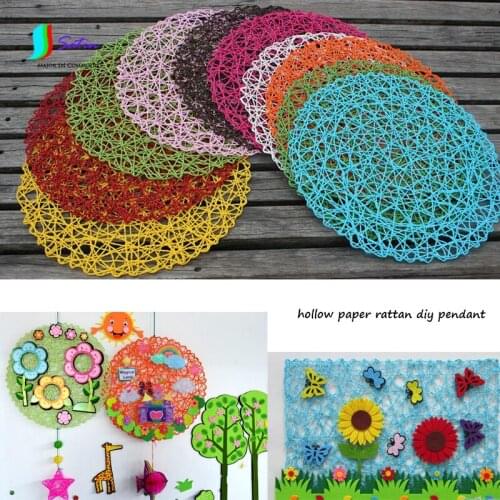 Wholesale 5pcs Colorful Round/Rectangle Wall Decoration Classroom Hangings Child DIY Painting Weaving Vine Pad Sheet S0282H