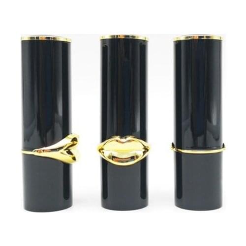 Wholesale Empty 12.1 gold mouth black round lipstick tube 50pcs