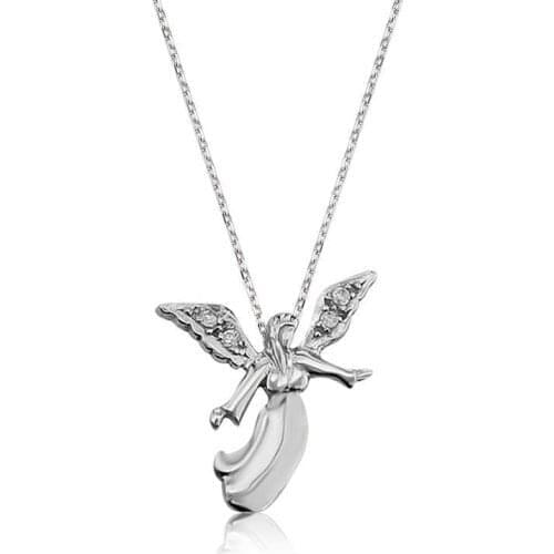 Real Silver 925 Jewelry Silver Angel Lady Necklace