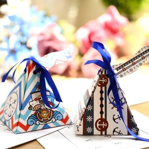 100pcs candy gift boxes Captain pirate Anchor Sailor Nautical Sailing themed First 1st 2nd Birthday party baby shower decoration