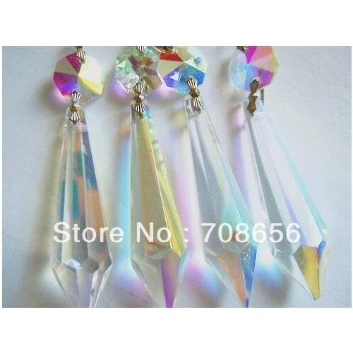24 SETS AB GLASS ICICLE DROP CHANDELIER LAMP PRISM PENDANT