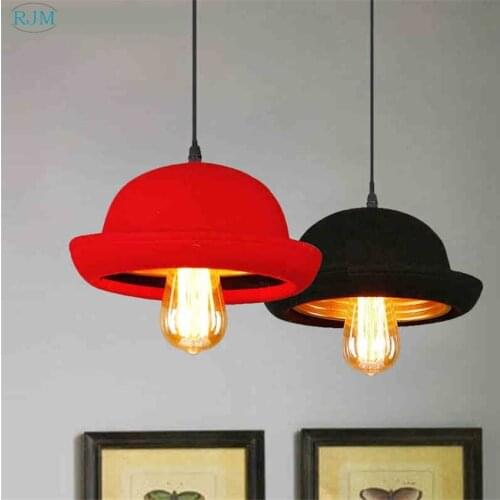 American Retro Hat Pendant Lamp Creative Cloth Pendant Light for Aisle Coffee Shop Bar Restaurant Indoor Lighting Fixture Decor