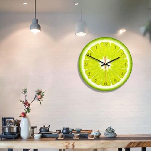 Dropship Creative Fruit Printed Wooden Digital Wall Clock Silent Quartz Kitchen Decor New