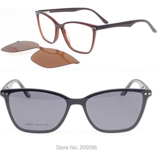 Acetate clip on sunglasses unique shape optical glasses frame with megnatic clipping polarized sunglasses lenses 7071