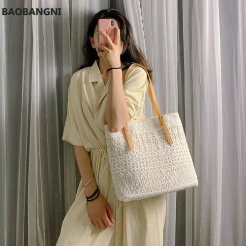 Shoulder Bag Female Summer New Style Korean Tote Female Bag Large-capacity Handbag Wild Lace Canvas Bag Satchels Purses and