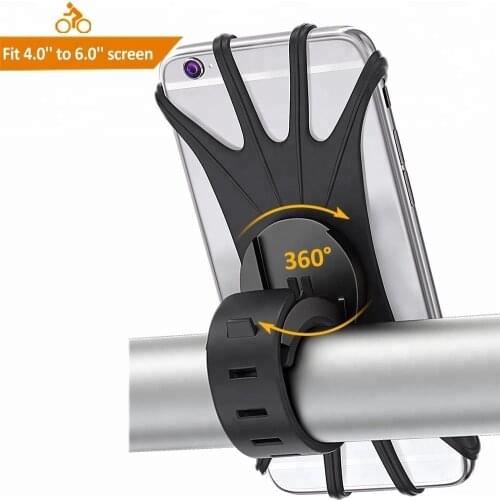 Universal Silicone Bicycle Motorcycle Bike Phone Holder Grip for All Smart Phone Mobile Holder Mount Cradle 360 Rotating