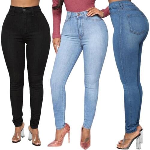Slim Jeans For Women Skinny High Waist Woman Denim Pencil Pants Stretch Waist Slim Full Length Female Trousers Plus Size S-3XL