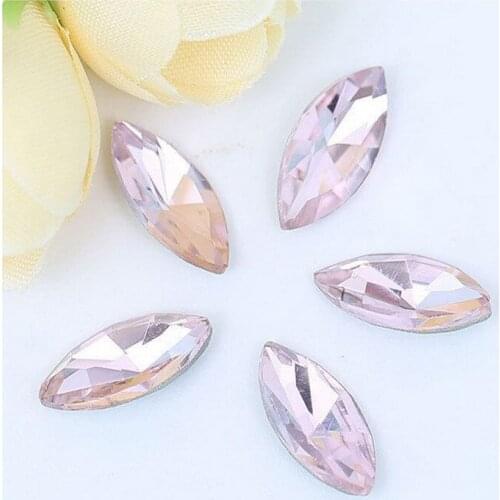 High Quality Horse Eye Glue On Rhinestone With Sliver Base Navette Shaped Glass Rhinestone Handicraft DIY HandmadeJewelry