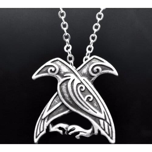 1pc Viking Mythology Jewelry Odins Ravens Pendant Bird Necklace For Women Talisman Necklace with 43+5cm chains XL-161
