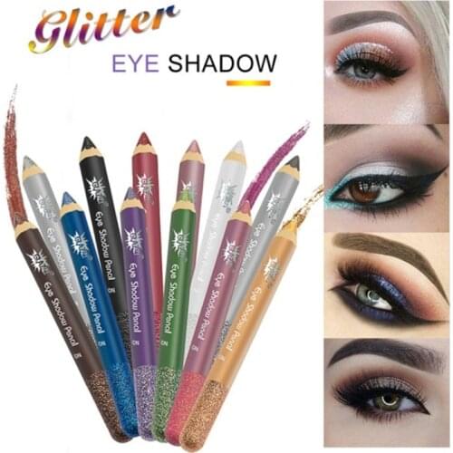 12 Colors Professional Make Up Eye Shadow Glitter Shimmer Sequins Eyeshadow Stick Eyeliner Pencil Pen Cosmetic Makeup Set Kit