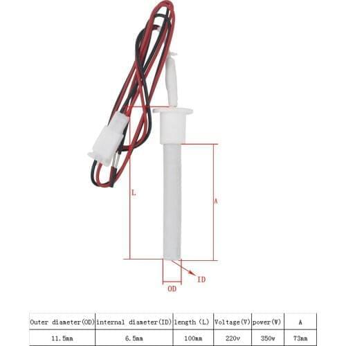 350W MCH Ceramic Igniter Pellet Stove Igniter Hot Rod Heating Tube Ignitor OD11.5*ID6.5*L100mm220V