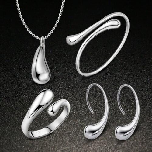5 Pcs/set Women Earrings / Rings/ Necklace / Bracelet Lot Small Jewelry Fashion Accessories Simple Alloy Water Drop-shaped