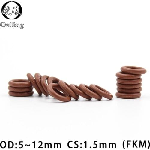 5PCS/lot Rubber Ring Brown FKM O ring Seal CS:1.5mm OD5/6/6.5/7/8/8.5/9/10/10.5/11/12mm Rubber O-Ring Seal Gasket Washer