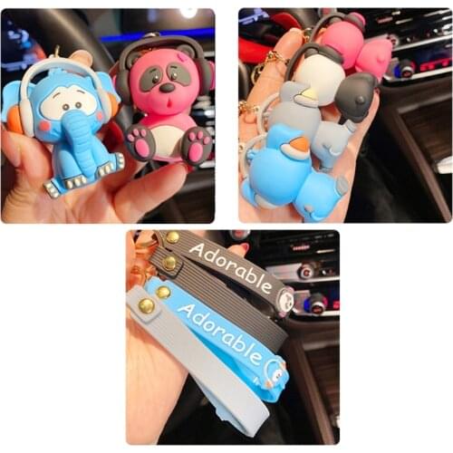 5cm/2 Inch Ladies Gift Key Chain For Handbag Purse Cartoon Creative Cute Elephant Panda Doll Key Ring Pendant