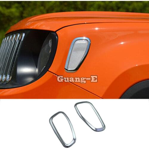 For Jeep Renegade 2017 2018 2019 2020 Car Styling Body Head Side Light Lamp Frame Stick ABS Chrome Cover Trim Panel 2pcs