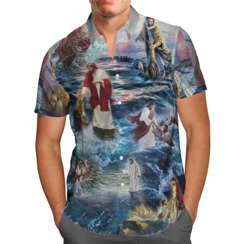 Hawaii Shirt Hawaiian beach summer Fashion Jesus Printed 3d Mens Shirt Harajuku Tee hip hop shirts 01
