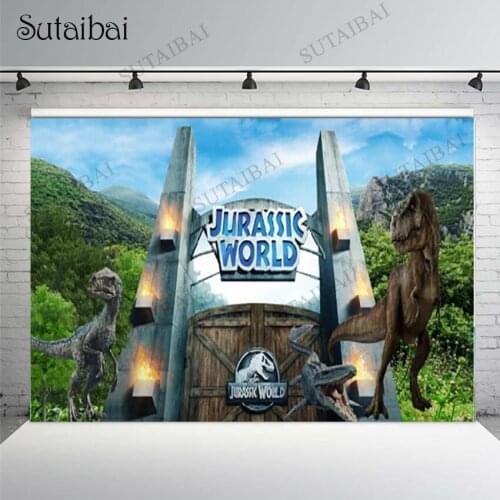 Jurassic World Background Photography Studio for Birthday Boy Customize Photo Backdrops Jungle Dinosaur Party Decorations Banner