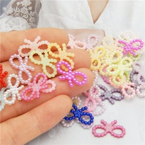 Julie Wang 10PCS Resin Bowknot Charms Random Color Flat Back Bow Tie Connector Pendant Bracelet Jewelry Making Accessory Decor