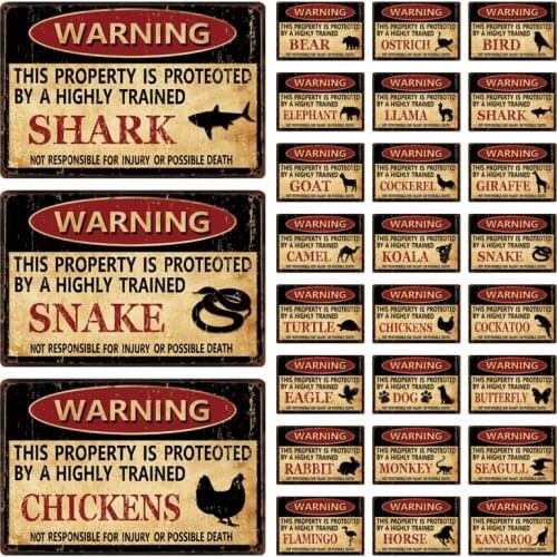 [ Kelly66 ] Warning Koala Rabbit Snake Chickens Elephant Bear Metal Sign Home Decor Bar Wall Art Painting 20*30 CM Size Dy151