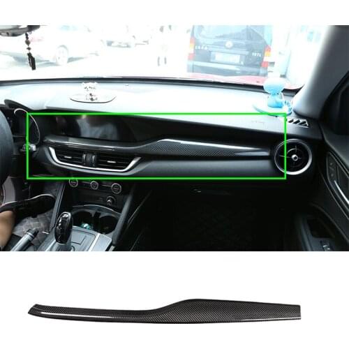 Red Real Carbon Fiber For Alfa Romeo Stelvio 2017-2020 Car Dashboard Decoration Panel Trim Car Accessories Left Hand Drive