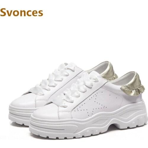 Woman White Sneakers Fashion Casual Platform Comfortable Trainer Designer Shoes Women Loafers Thick Bottom Genuine Zapatos Mujer