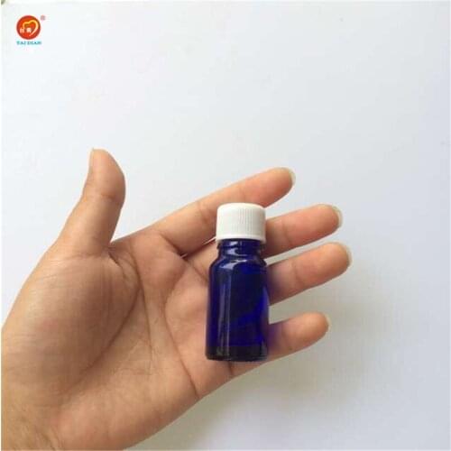 Wholesale 10ml Mini Blue Glass e Liquid Bottles with Cap Sealing up Packing Bottles small Glass Jars 24pcs/lot