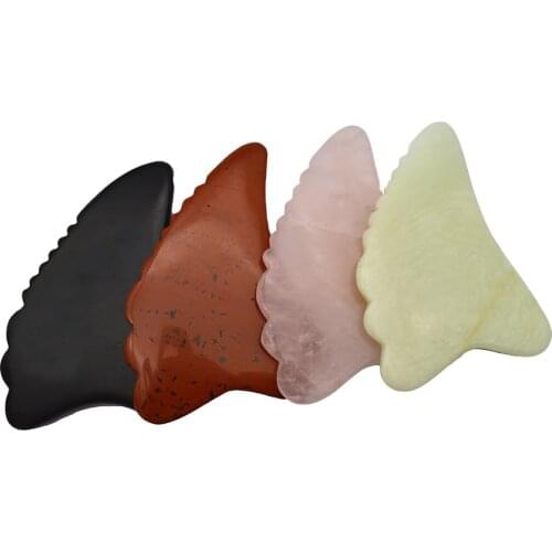 Natural Wing Shape Pink Rose Quartz Gua Sha Massage Tools Guasha Massager for Face Spa
