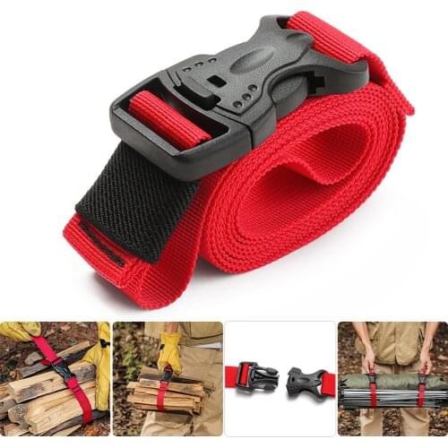 Nylon Cargo Strap Luggage Fastener Belt Outdoor Camp Quick Release Buckle Bicycle Strap Reusable Fastening Cable Ties Red Color