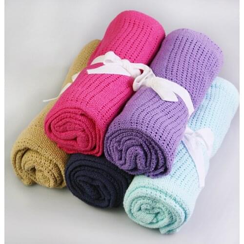 70x90cm Knitting Baby Blanket 100% Cotton Newborn Bedding Swaddle Cartoon Crothet Towel Infant Nursling Breathable 1PCS