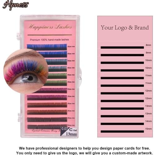 OEM Customization 6 Colors Rainbow Eyelash Extensions Rainbow Individual Classic Mink Premium 0.07 C/D Curl Lashes Free Shipping