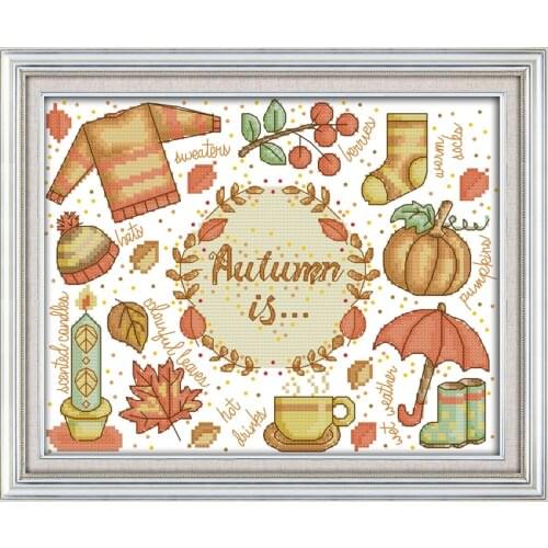 Autumn impression Europe Scenery Counted DMC 14CT 11CT Pattern Printed on Canvas Cross Stitch kits Needlework Embroidery Sets