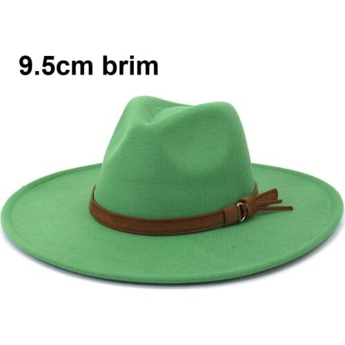 European American Autumn Winter New Big Eaves Beach Fashion Flat Top Jazz Panama Woolen Felt Fedora Hat