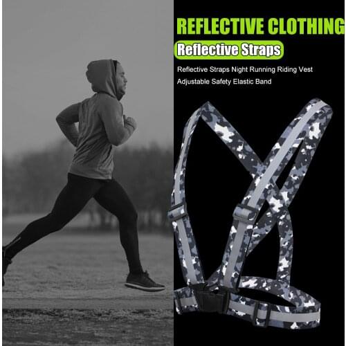 Adjustable Safety Vest Elastic Band High Visibility Reflective Safety Jacket Reflective Straps Night Running Riding Vest