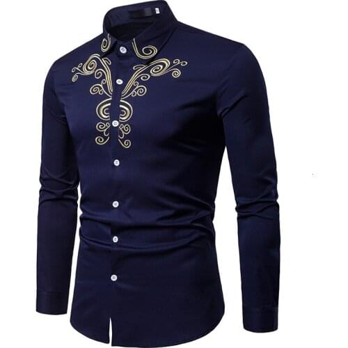 Africa Man Muslim Shirt Long Sleeve Blouse Embroidered Lapel Shirt Muslim Clothes Arab Short Tunic Islamic Clothing