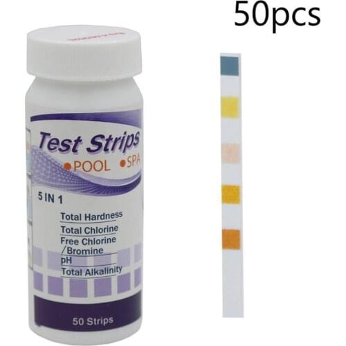 50pcs 5-In-1 Swimming Pool Test Paper Residual Chlorine PH Value Alkalinity Hardness Test Strip A Bottle Of 50 Hot Tub Water