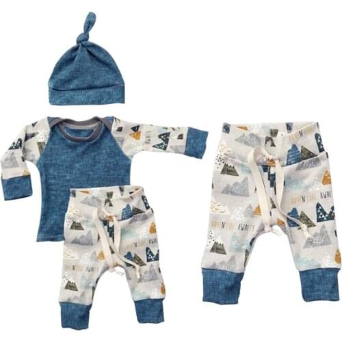 Spring Autumn Newborn Baby Clothes Sets 3PCS Kids Boys Girls Clothing Sweatshirt+Bottoms Pants+Hat Clothes Set