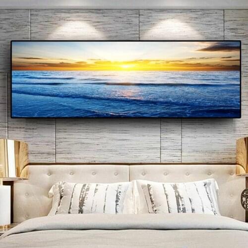 Sunsets Nature Ocean Beach Panorama Landscape Canvas Painting Scandinavian Posters and Prints Wall Art Picture for Living Room