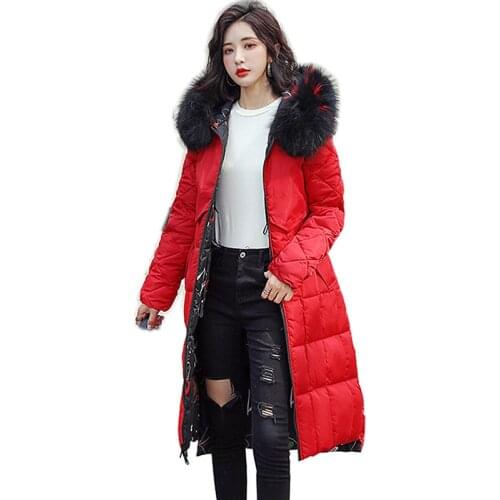 2019 winter women hooded coat fur collar thicken warm long jacket female plus size Double sided outerwear parka ladies feminino