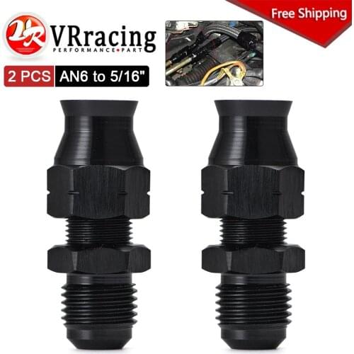 1/2/5 Piece Straight 6AN Male Flare to 5/16" (OD 8mm) Tube Hose Fitting Adapter Fuel Hard Line Pipe Aluminum Black Anodized