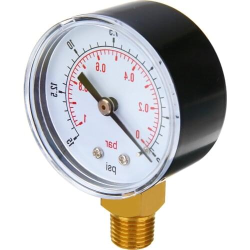 1pc 1/4 BSPT Low Pressure Gauge 50mm 0-15 PSI 0-1 Bar For Fuel Air Oil Gas Water