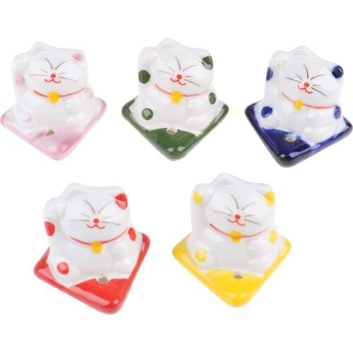 1PCS Lucky Cat Incense Burner Stick Ceramic Censer Holder Incense Frame DIY Home Fragrance Decoration Gift Chopstick Stand