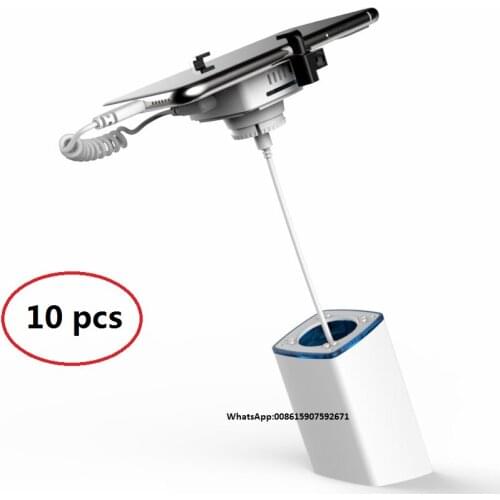 10 pcs Desktop Mobile Phone Display Alarm Stand Cell Phone Anti Theft Retractable Steel Cable Holder with Clamp Gripper