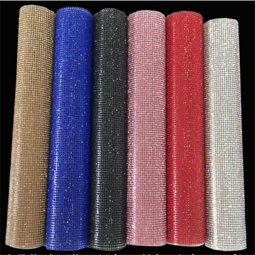 24cm*20cm SS6 2mm Crystal Rhinestones Mesh Trimming net with glue Glue-on pasted dense crystal Trim strass rhinestones net EL04