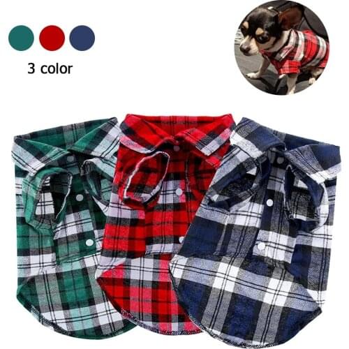 British Style Plaid Dog Shirts Small Medium Dogs French Bulldog Puppy t-Shirt Classic Cotton Pets Cat Clothes Supplies