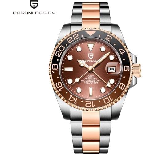 PAGANI DESIGN Luxury Men Watch 40mm GMT Mechanical Wristwatch Top Brand Sapphire Glass Stainless Steel Sports Waterproof Watches