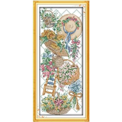 Coloridas flores pintura DMC 14CT 11CT contadas impreso sobre lienzo Chino de punto de Cruz kits de bordado Conjuntos costura