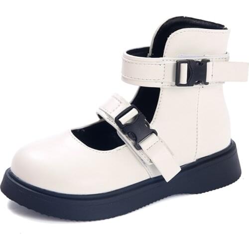 CUZULLAA Autumn Kids Girls Retro Strap Ankle Boots Shoes For Children Hook & Loop Fashion Boots Size 27-37
