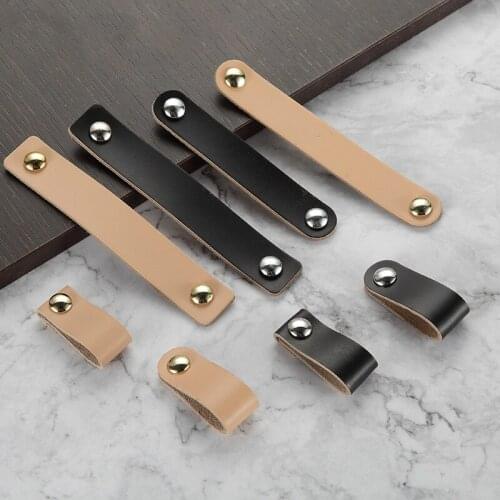 European Soft Leather Cabinet drawer Handles Drawer Pulls kitchen Wardrobe Cupboard Door Knobs Furniture Handle Hardware